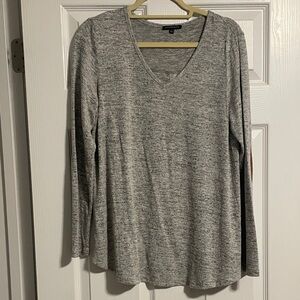 Gray V-Neck Long Sleeve Top w/ Cute Accents